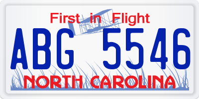 NC license plate ABG5546