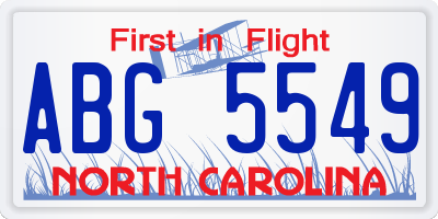 NC license plate ABG5549