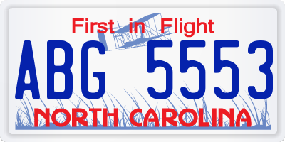 NC license plate ABG5553