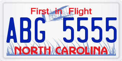 NC license plate ABG5555