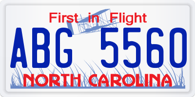 NC license plate ABG5560
