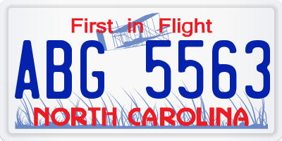 NC license plate ABG5563