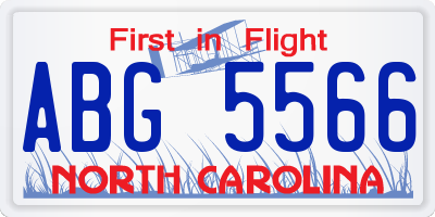 NC license plate ABG5566