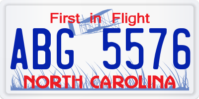 NC license plate ABG5576
