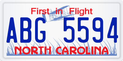 NC license plate ABG5594