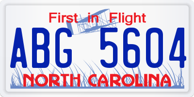 NC license plate ABG5604