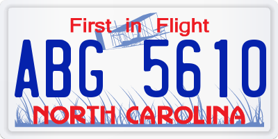 NC license plate ABG5610