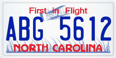 NC license plate ABG5612