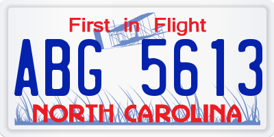 NC license plate ABG5613