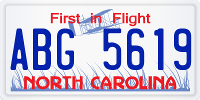 NC license plate ABG5619