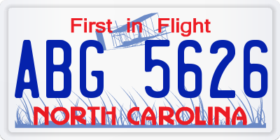 NC license plate ABG5626