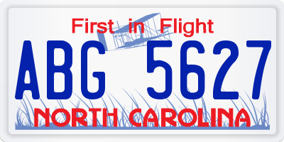 NC license plate ABG5627