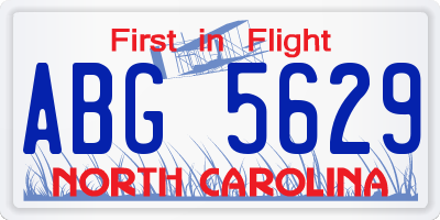 NC license plate ABG5629