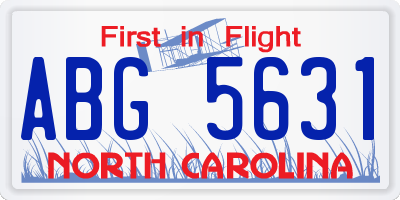NC license plate ABG5631