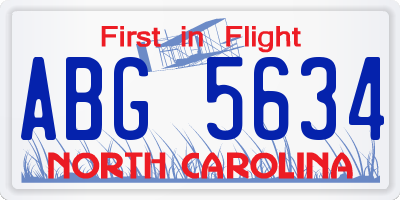 NC license plate ABG5634