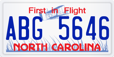 NC license plate ABG5646