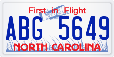 NC license plate ABG5649