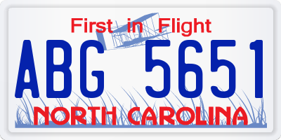 NC license plate ABG5651