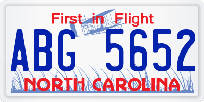 NC license plate ABG5652