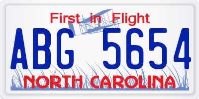 NC license plate ABG5654