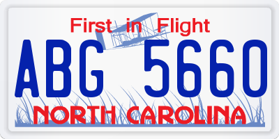NC license plate ABG5660