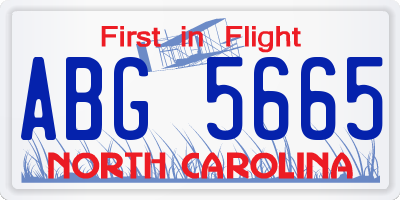 NC license plate ABG5665
