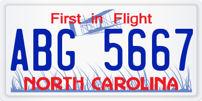 NC license plate ABG5667
