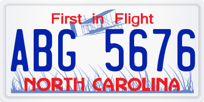 NC license plate ABG5676