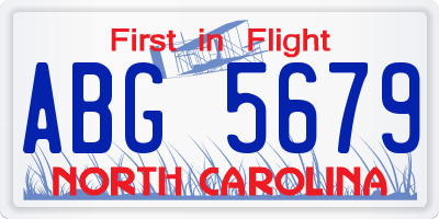 NC license plate ABG5679