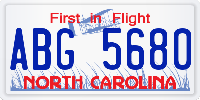 NC license plate ABG5680