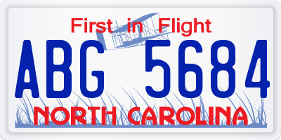 NC license plate ABG5684