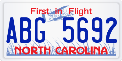 NC license plate ABG5692