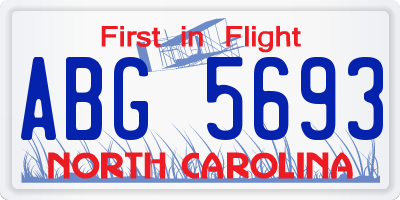 NC license plate ABG5693
