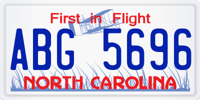 NC license plate ABG5696