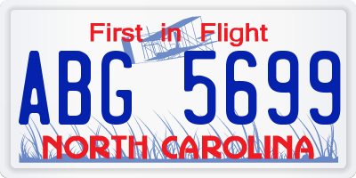 NC license plate ABG5699