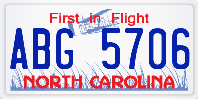 NC license plate ABG5706