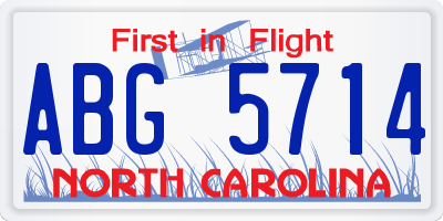 NC license plate ABG5714