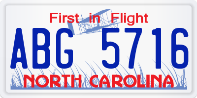 NC license plate ABG5716