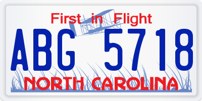NC license plate ABG5718