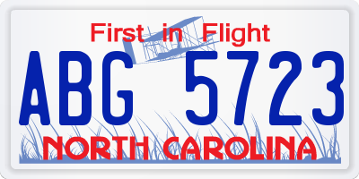 NC license plate ABG5723