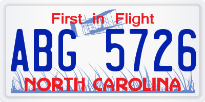 NC license plate ABG5726
