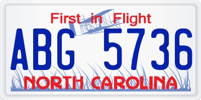 NC license plate ABG5736