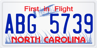 NC license plate ABG5739