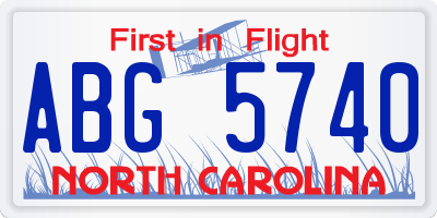 NC license plate ABG5740