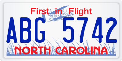 NC license plate ABG5742