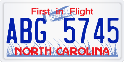 NC license plate ABG5745