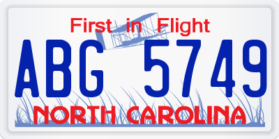 NC license plate ABG5749