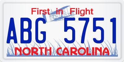 NC license plate ABG5751