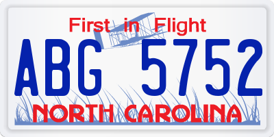 NC license plate ABG5752