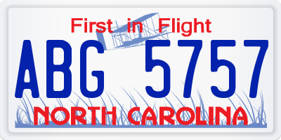 NC license plate ABG5757